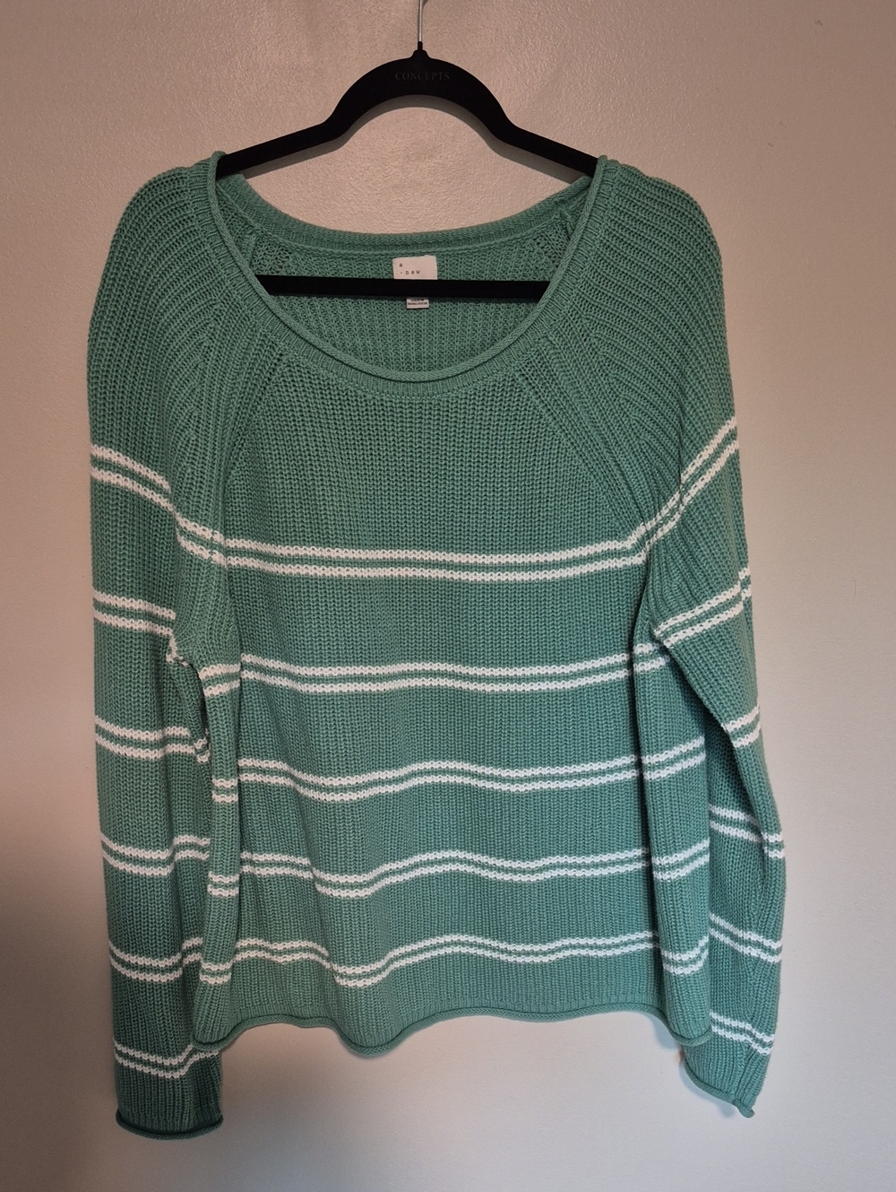 Striped Scoop Neck Sweater - Mint Green